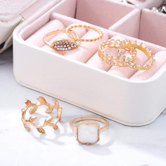 6-Piece Vintage Druzy Boho Ring Stack - Picture 4 of 6